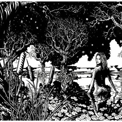 Tekening: La dame, l'eau, la nuit (2024)